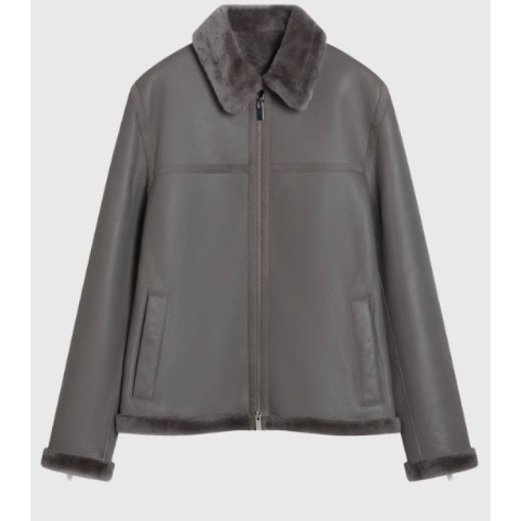 Theory Women's Curved Shearling Zip-Front Jacket (Style: O1100408)