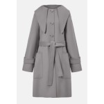 CARVEN Outlet - Women's Wool Double-Faced French Belted Hooded Long Coat with Oversized Lapels