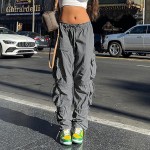 BIIKPIIK Women Pockets Sweat Pant Vintage Workout Overalls Mid Waist Drawstring Loose Cargo Pants Streetwear Jogging Trousers BIIKPIIK Women Pockets Sweat Pant Vintage Workout Overalls Mid Waist Drawstring Loose Cargo Pants Streetwear Jogging Trousers