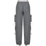 BIIKPIIK Women Pockets Sweat Pant Vintage Workout Overalls Mid Waist Drawstring Loose Cargo Pants Streetwear Jogging Trousers BIIKPIIK Women Pockets Sweat Pant Vintage Workout Overalls Mid Waist Drawstring Loose Cargo Pants Streetwear Jogging Trousers