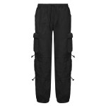 BIIKPIIK Women Pockets Sweat Pant Vintage Workout Overalls Mid Waist Drawstring Loose Cargo Pants Streetwear Jogging Trousers BIIKPIIK Women Pockets Sweat Pant Vintage Workout Overalls Mid Waist Drawstring Loose Cargo Pants Streetwear Jogging Trousers
